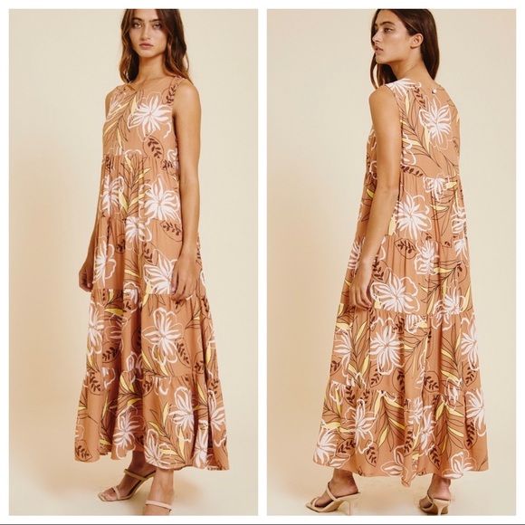 25 Most Beautiful Tiered Sleeveless Floral Print Maxi Dress - Picture 2 of 5